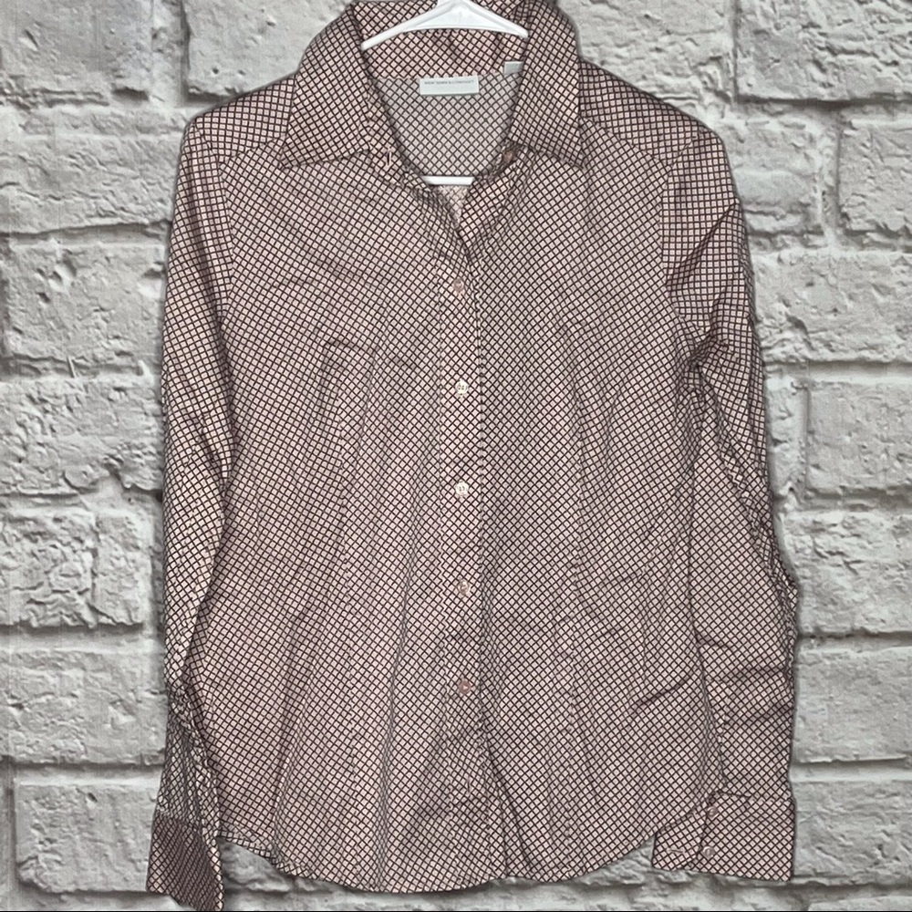 New York & Company Button Top Pale‎ Pink Women's Size medium